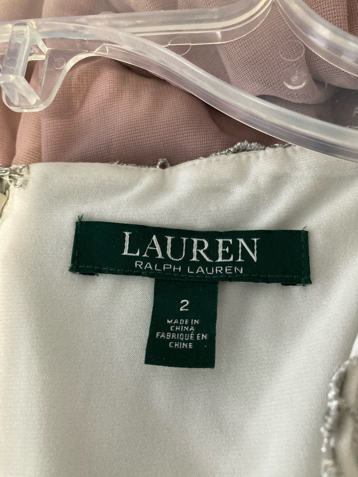 Lauren Ralph Lauren Size 2 Wedding Guest Cap Sleeve Lace Silver Floor Length Maxi on Queenly