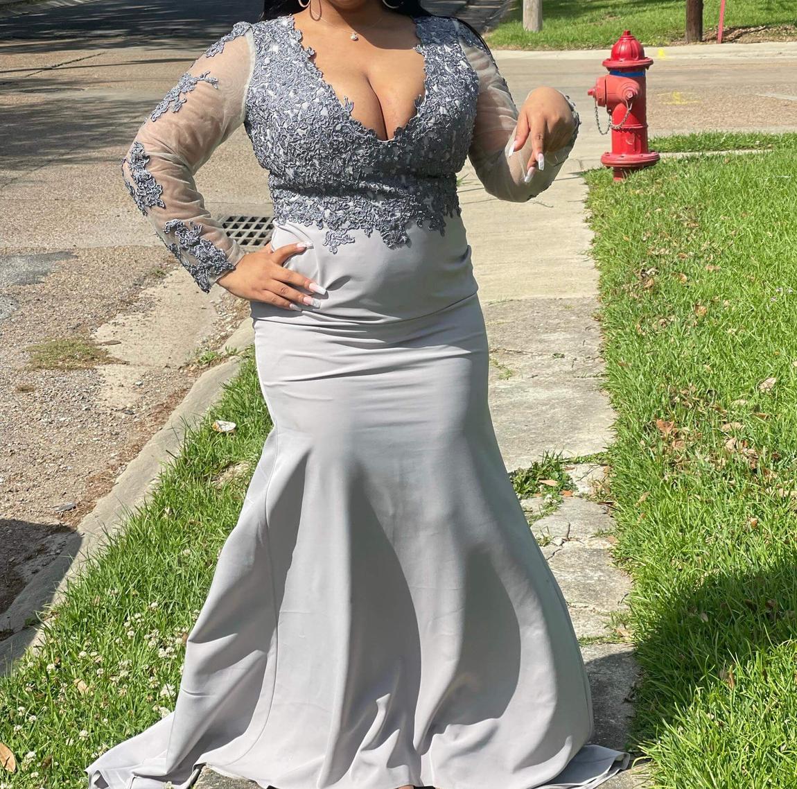 Plus Size 16 Silver Mermaid Dress on Queenly