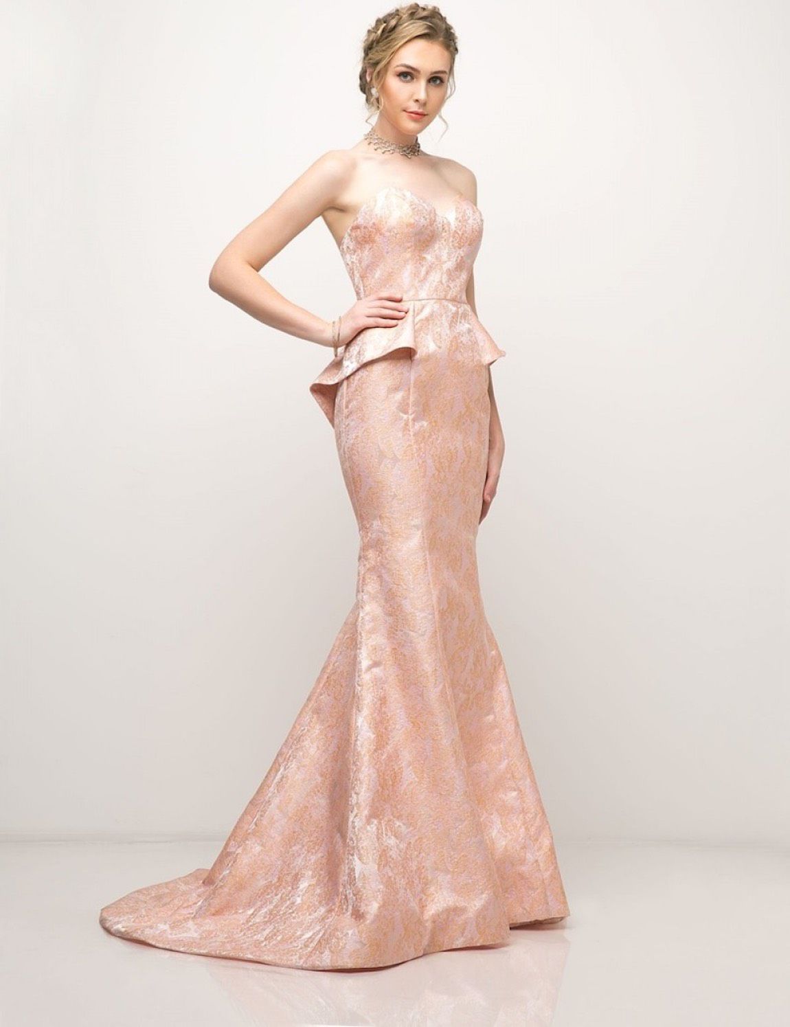Color peach Size 6 Prom Strapless Multicolor Mermaid Dress on Queenly