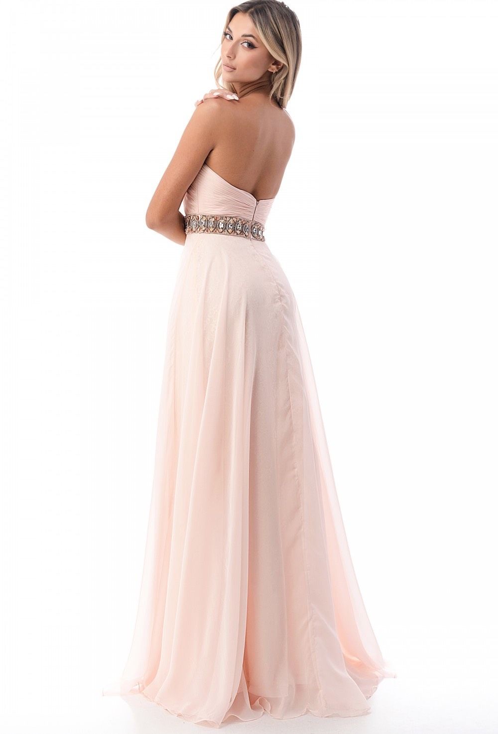 Color blush Size 4 Bridesmaid Sequined Nude Floor Length Maxi on Queenly