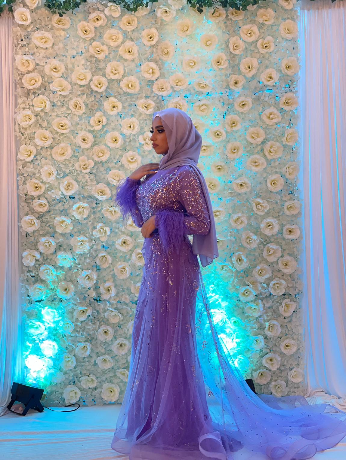Size 0 Long Sleeve Purple Mermaid Dress on Queenly