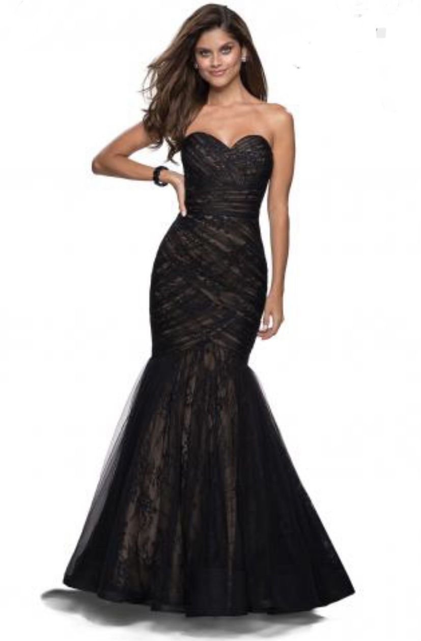 Colors Size 14 Prom Lace Black Mermaid Dress on Queenly