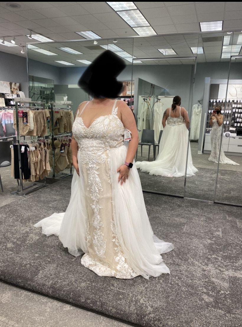 David's Bridal Plus Size 18 Nude Cocktail Dress on Queenly