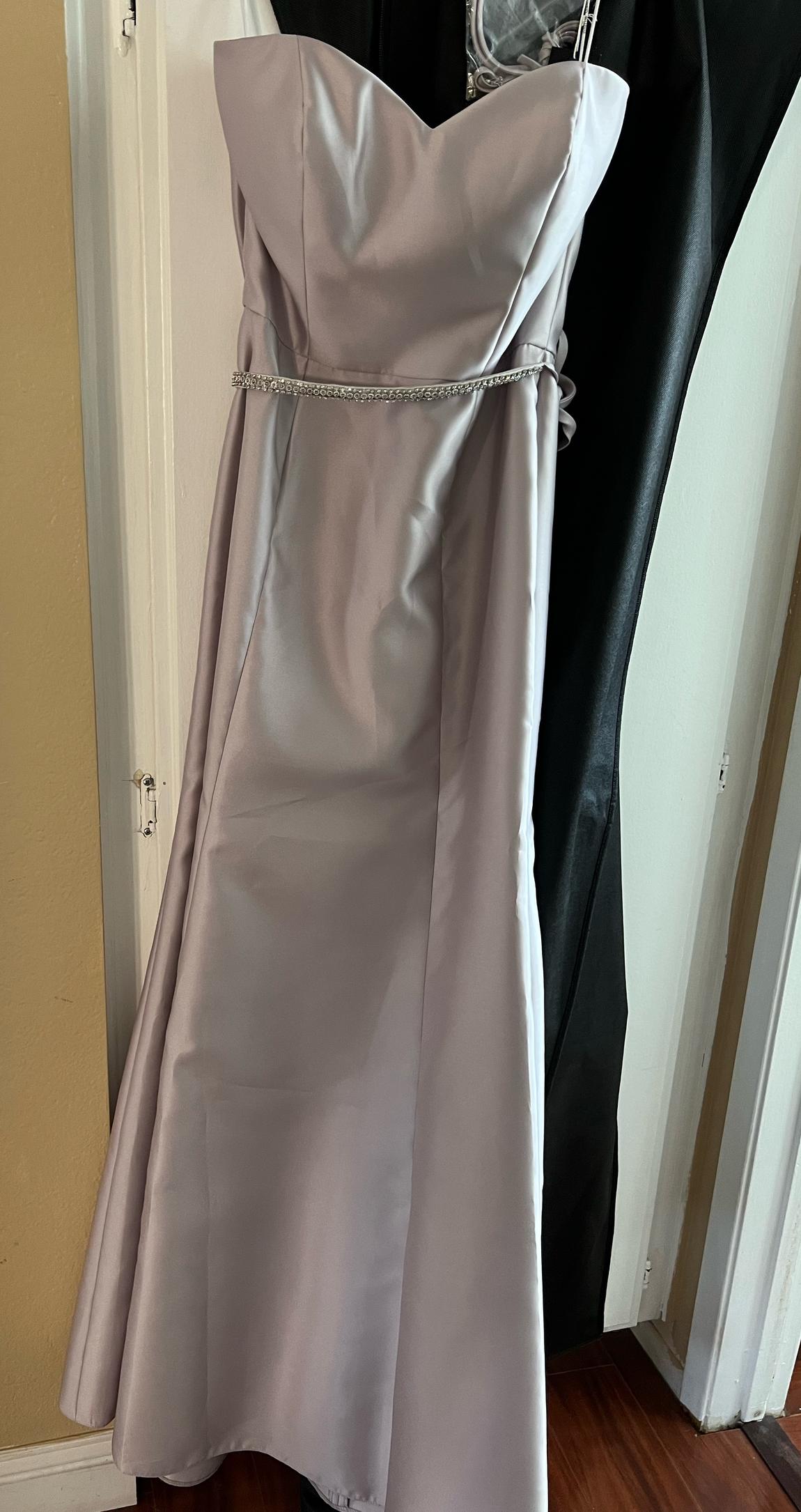 Size 6 Silver Ball Gown on Queenly