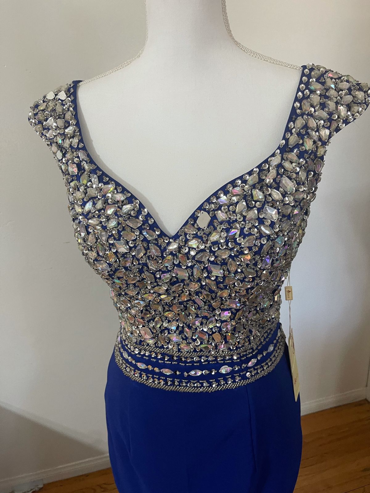 Size 8 Prom Sequined Royal Blue Mermaid Dress on Queenly