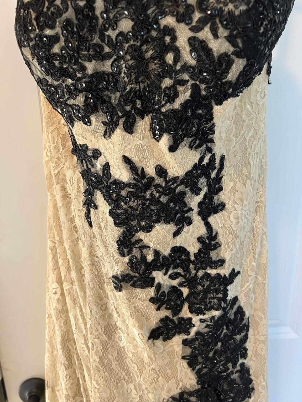 Size 14 Prom Strapless Lace Gold Dress With Train on Queenly