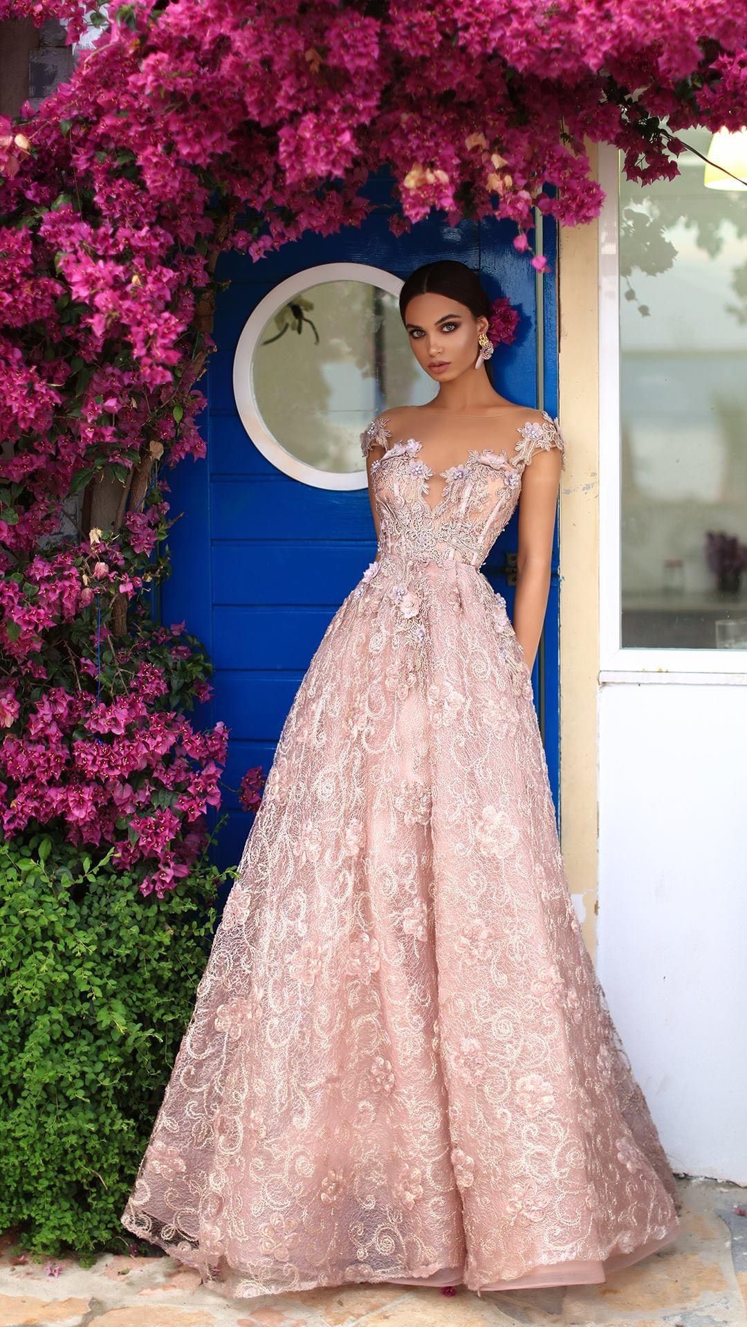 Tarik Ediz Size 8 Prom Sheer Light Pink Ball Gown on Queenly