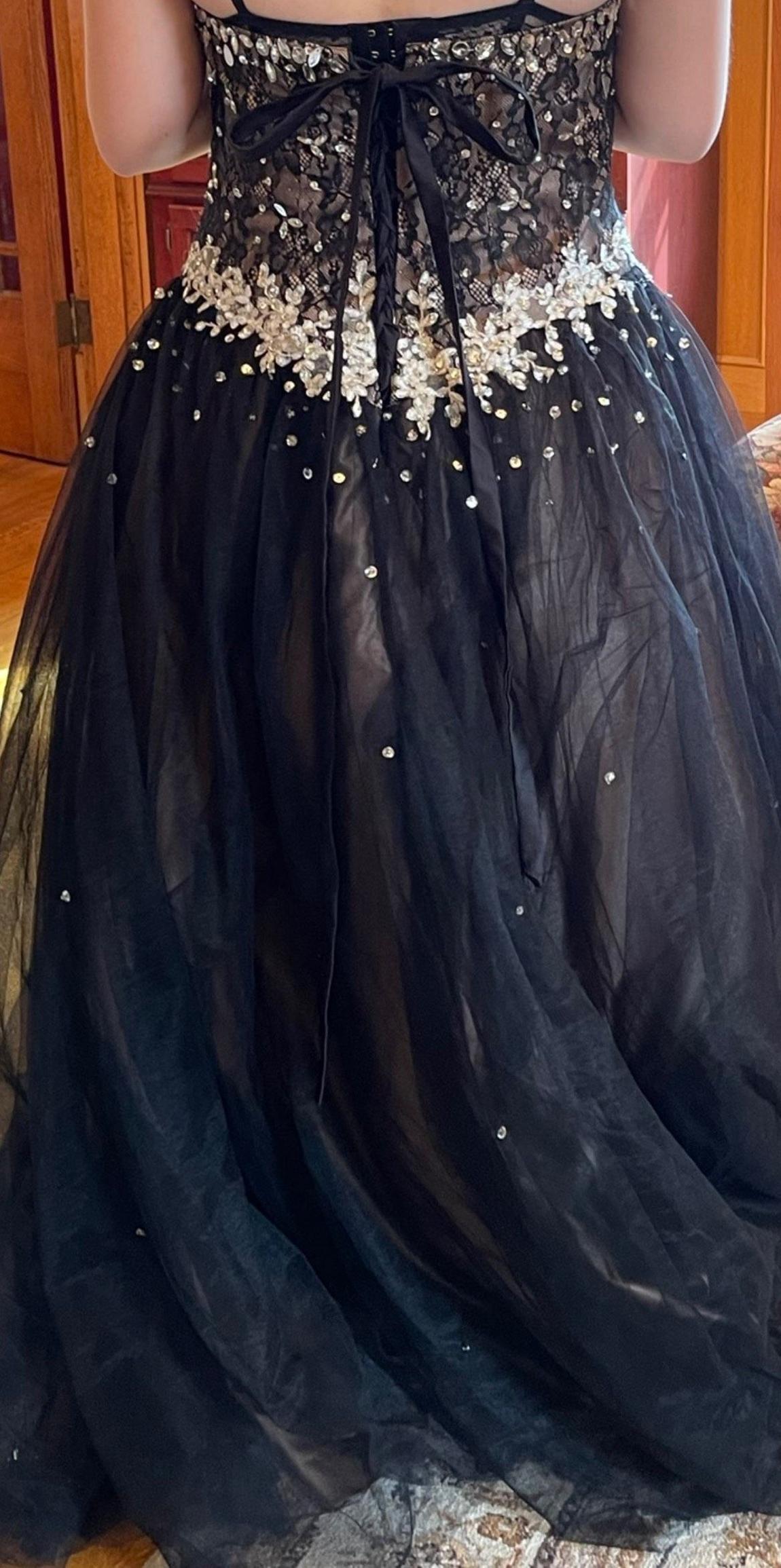 Size 14 Prom Strapless Black Ball Gown on Queenly