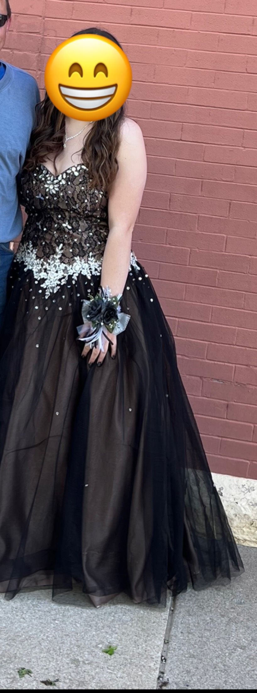 Size 14 Prom Strapless Black Ball Gown on Queenly