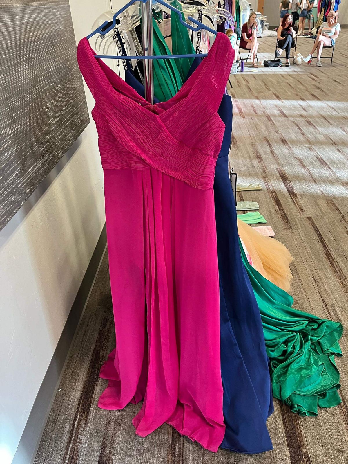 Size 10 Prom Off The Shoulder Hot Pink Floor Length Maxi on Queenly