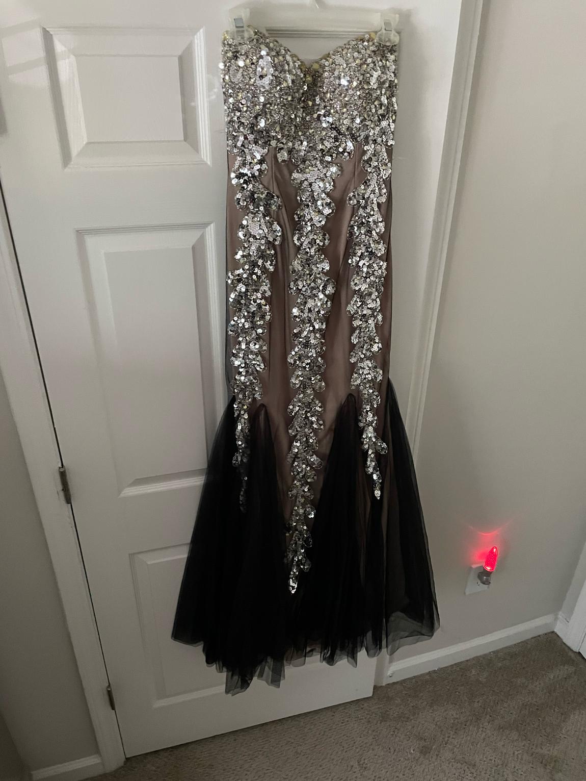 Jovani Size 10 Prom Sequined Silver Mermaid Dress on Queenly