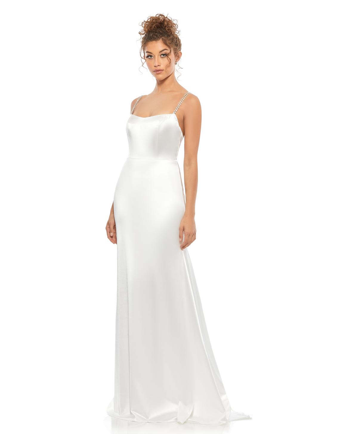 Style 12428 Mac Duggal Size 0 Satin White Floor Length Maxi on Queenly