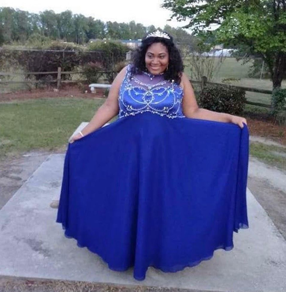 Plus Size 30 Prom Blue Floor Length Maxi on Queenly