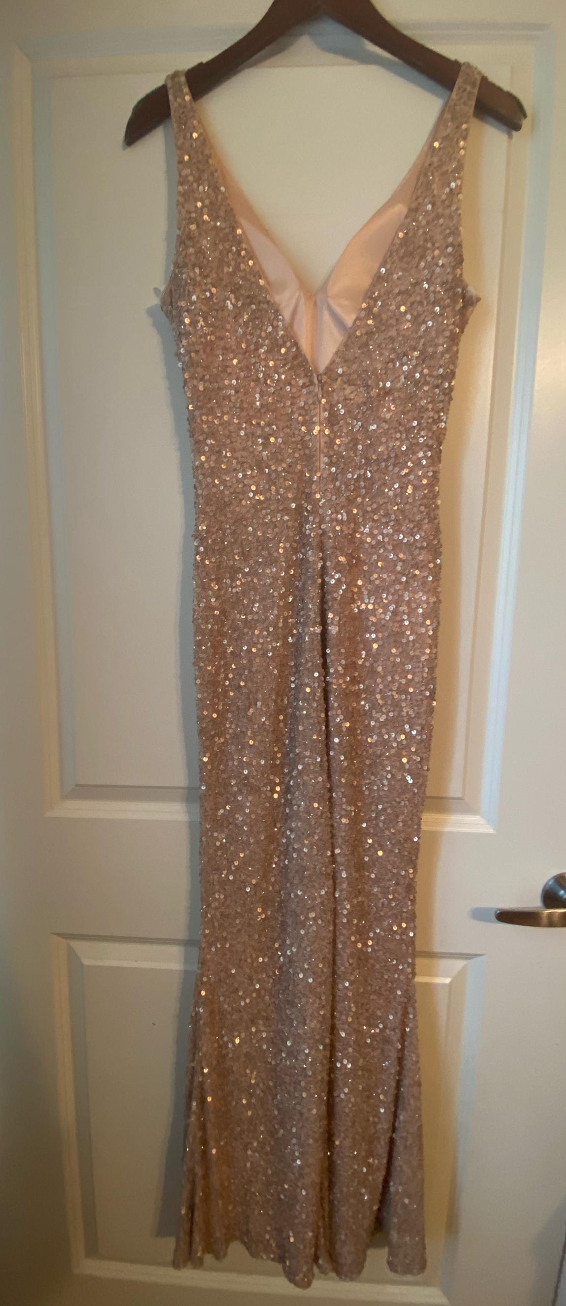 Size 8 Sequined Nude Mermaid Dress on Queenly