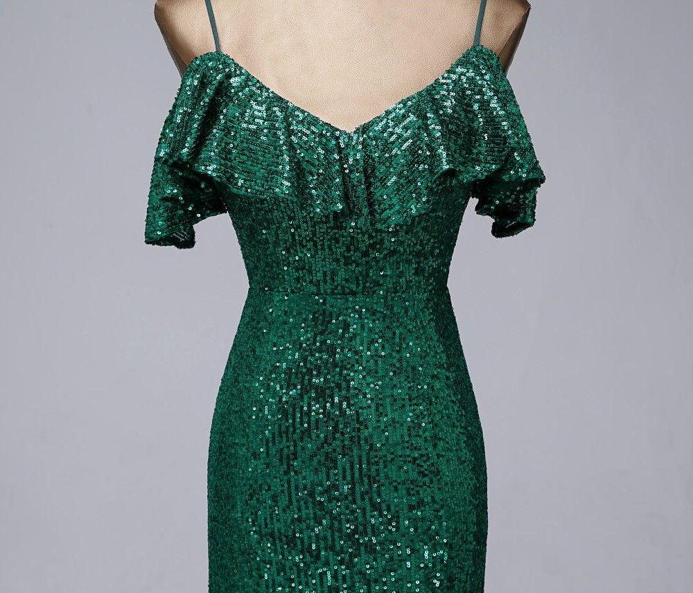 Size 4 Prom Sequined Green Mermaid Dress on Queenly