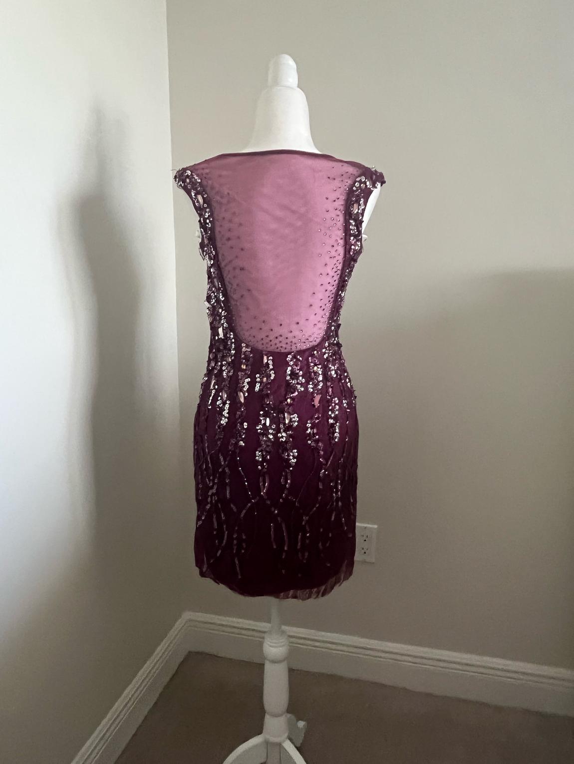 Sherri Hill Size 6 Prom High Neck Sequined Burgundy Red Cocktail Dress on Queenly