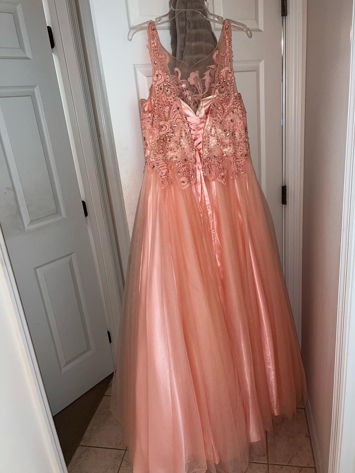 Plus Size 16 Sequined Gold Ball Gown on Queenly