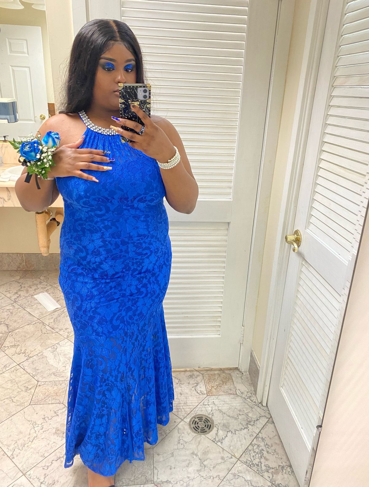 Plus Size 16 Prom Royal Blue Mermaid Dress on Queenly