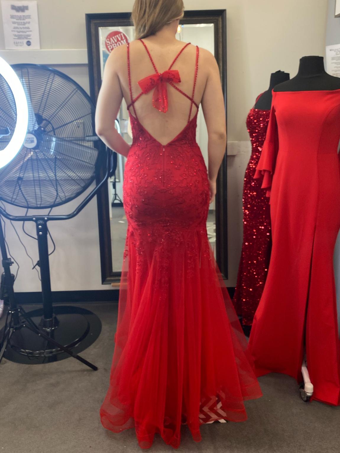 Ellie Wilde Size 2 Prom Red Mermaid Dress on Queenly