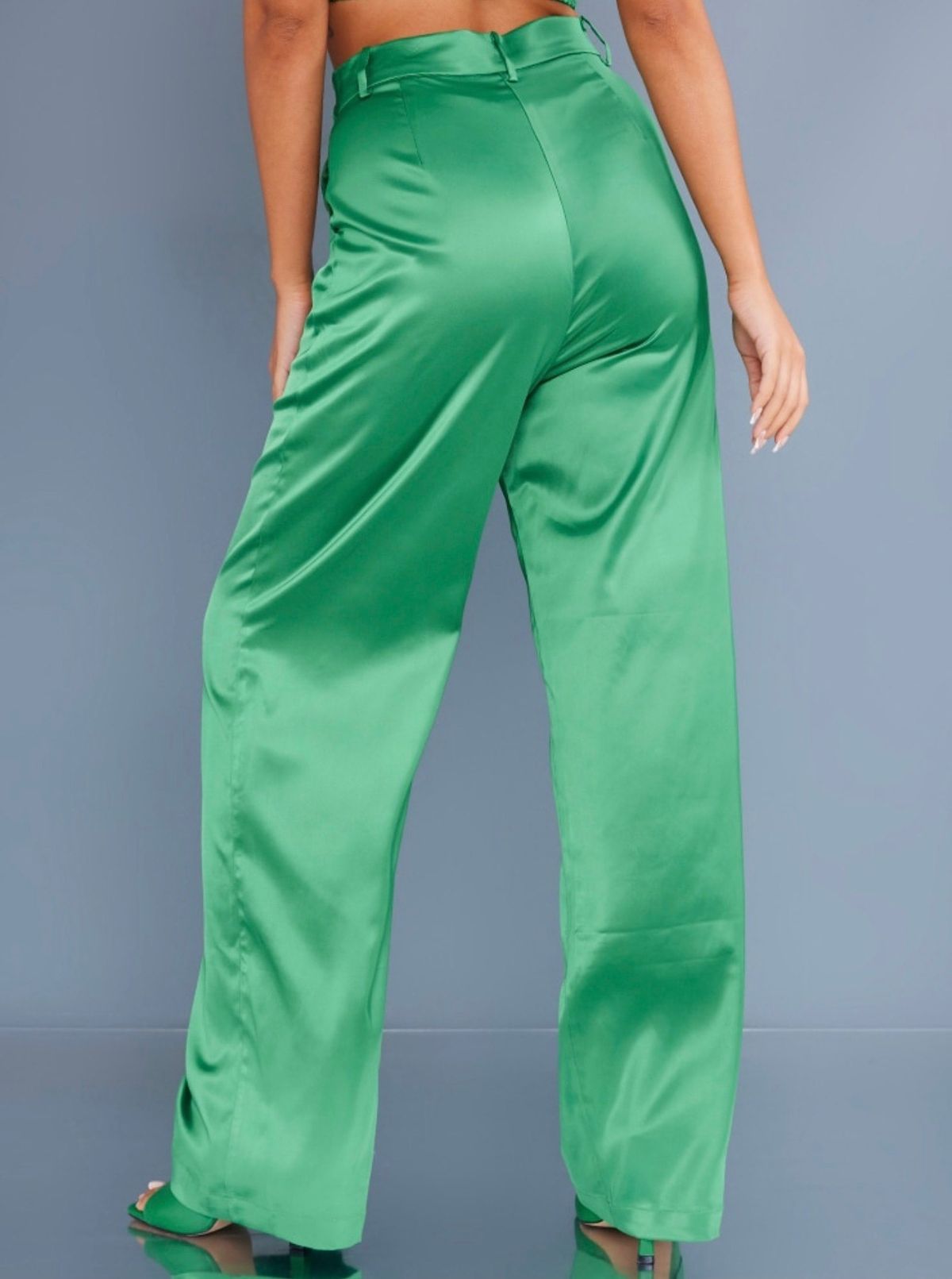 Size 8 Blazer Satin Emerald Green Formal Jumpsuit on Queenly