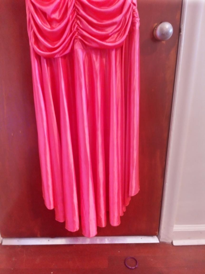 Size 14 Bridesmaid One Shoulder Satin Coral Side Slit Dress on Queenly