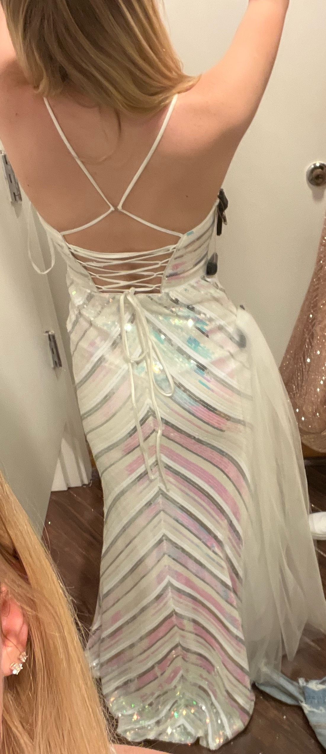 Size 4 Prom Multicolor Side Slit Dress on Queenly