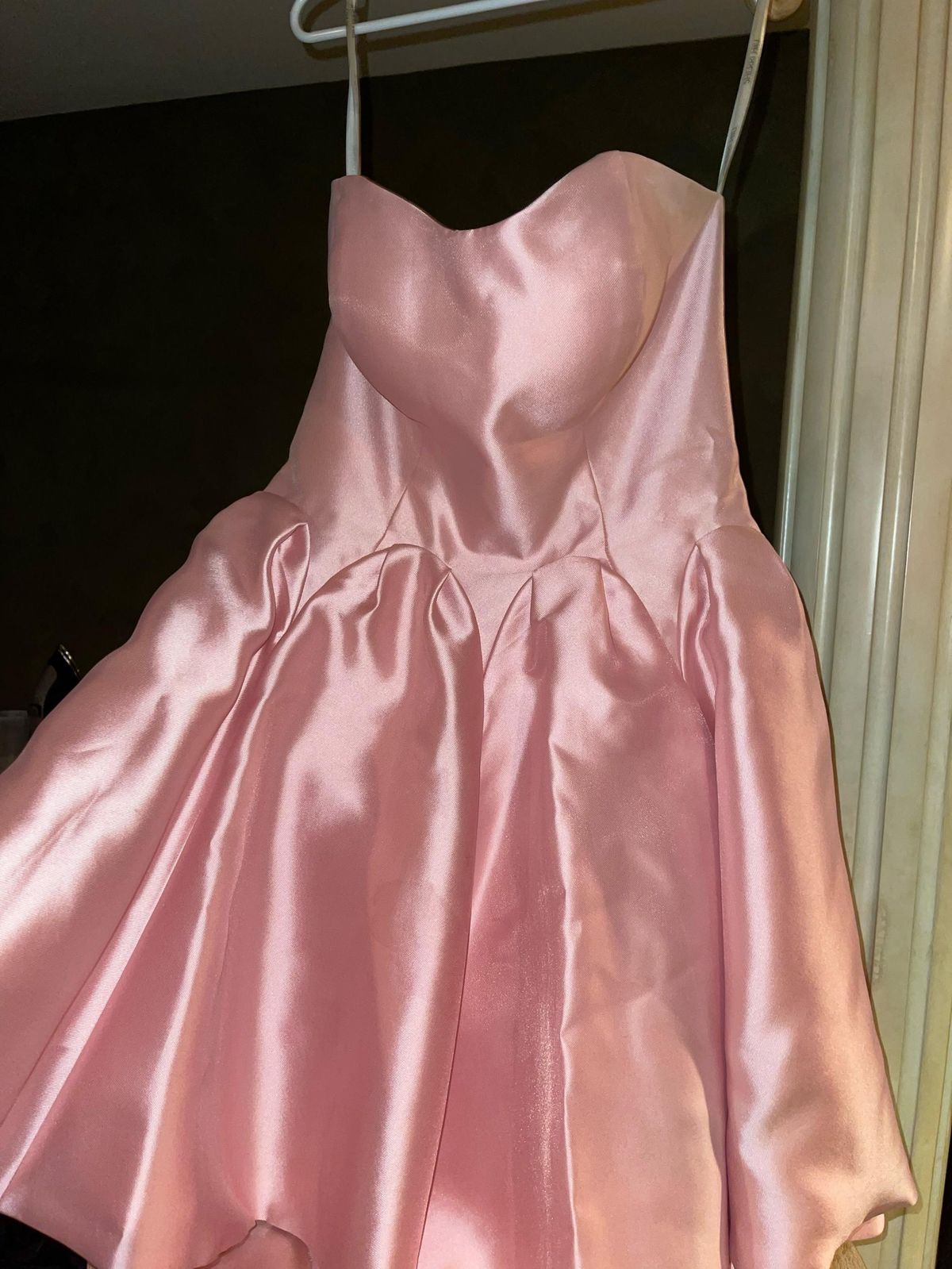 Sherri Hill Size 6 Bridesmaid Strapless Satin Light Pink Cocktail Dress on Queenly