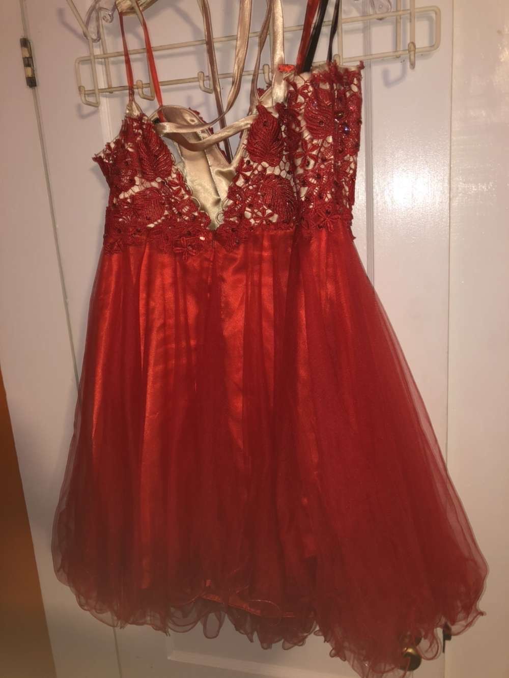 Size 14 Red Ball Gown on Queenly
