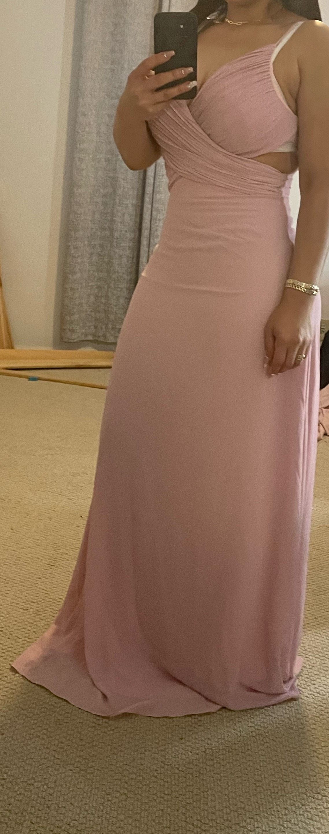 Size 10 Bridesmaid Light Pink Dress With Train on Queenly