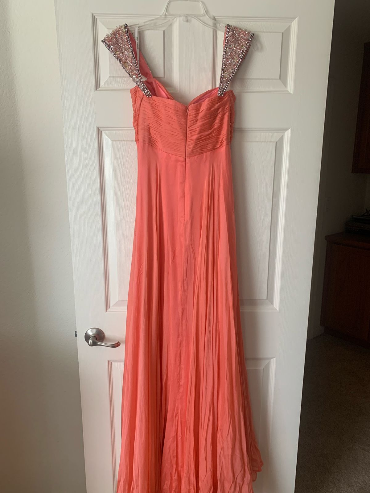 Sherri Hill Size 4 Prom Sequined Coral Floor Length Maxi on Queenly