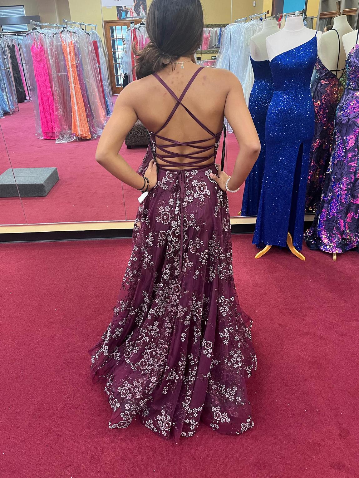 Jadore Opening Size 2 Prom Burgundy Multicolor Floor Length Maxi on Queenly