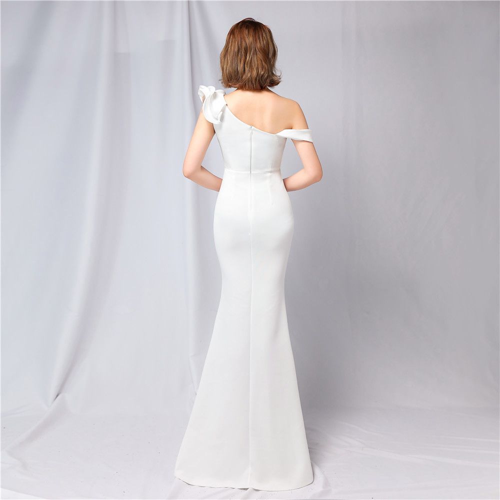 Size 8 Prom One Shoulder White Mermaid Dress on Queenly