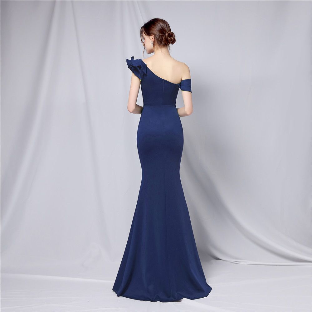 Size 10 Prom One Shoulder Blue Mermaid Dress on Queenly