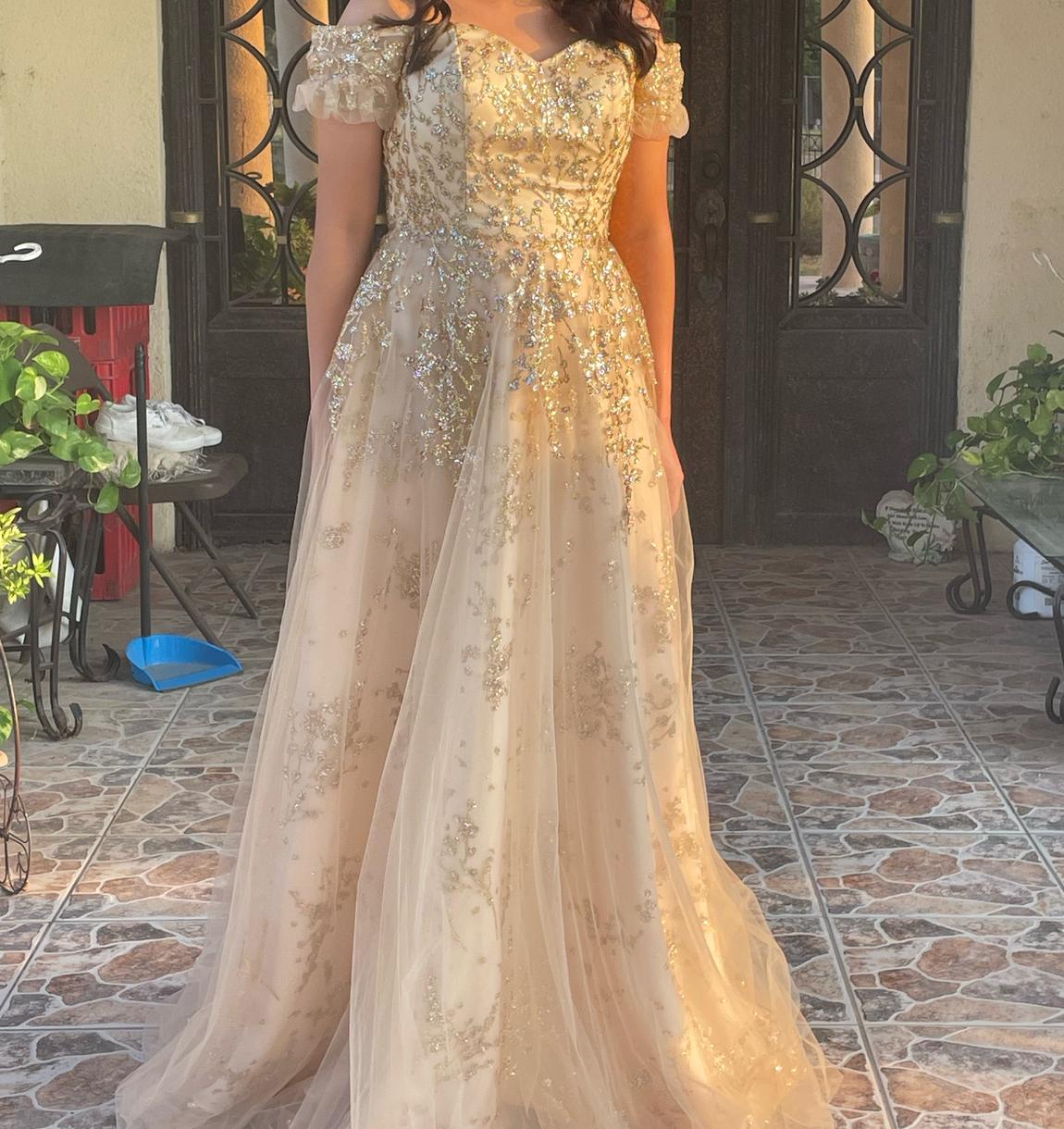 Cinderella divine Size 8 Prom Gold Ball Gown on Queenly