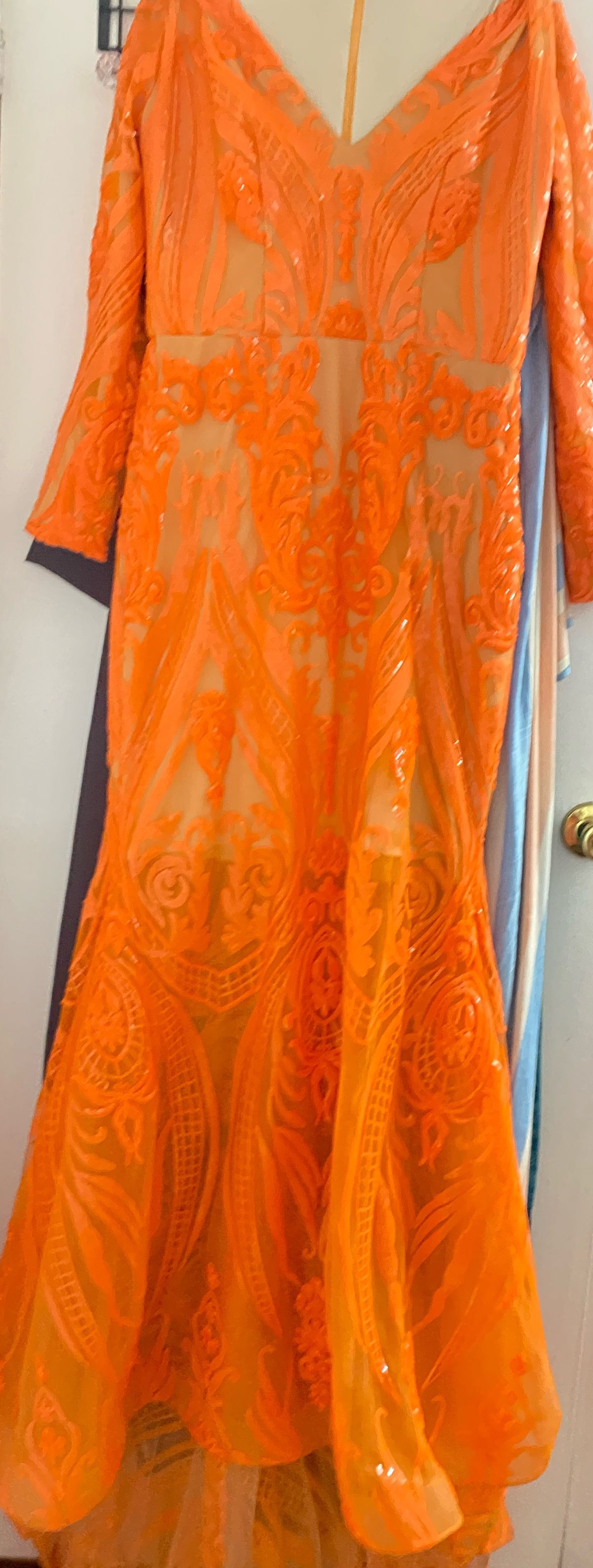 Plus Size 16 Orange Mermaid Dress on Queenly