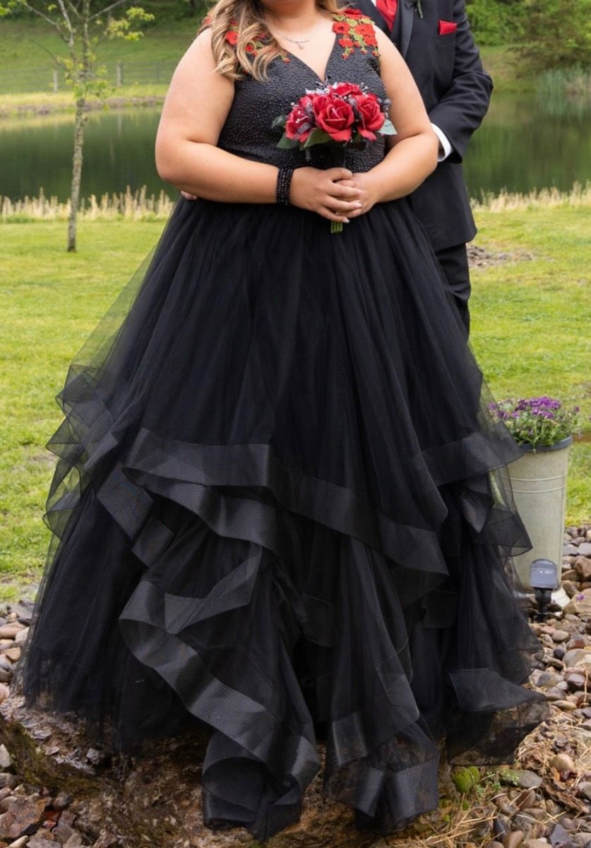 Rachel Allan Plus Size 24 Black Ball Gown on Queenly