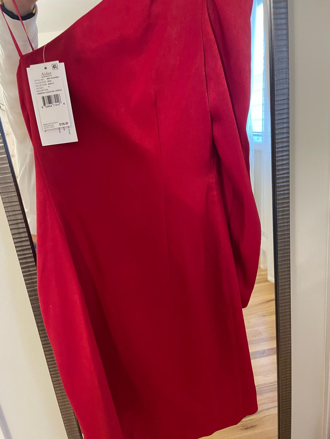 Aidan mattox Size 4 Satin Red Cocktail Dress on Queenly