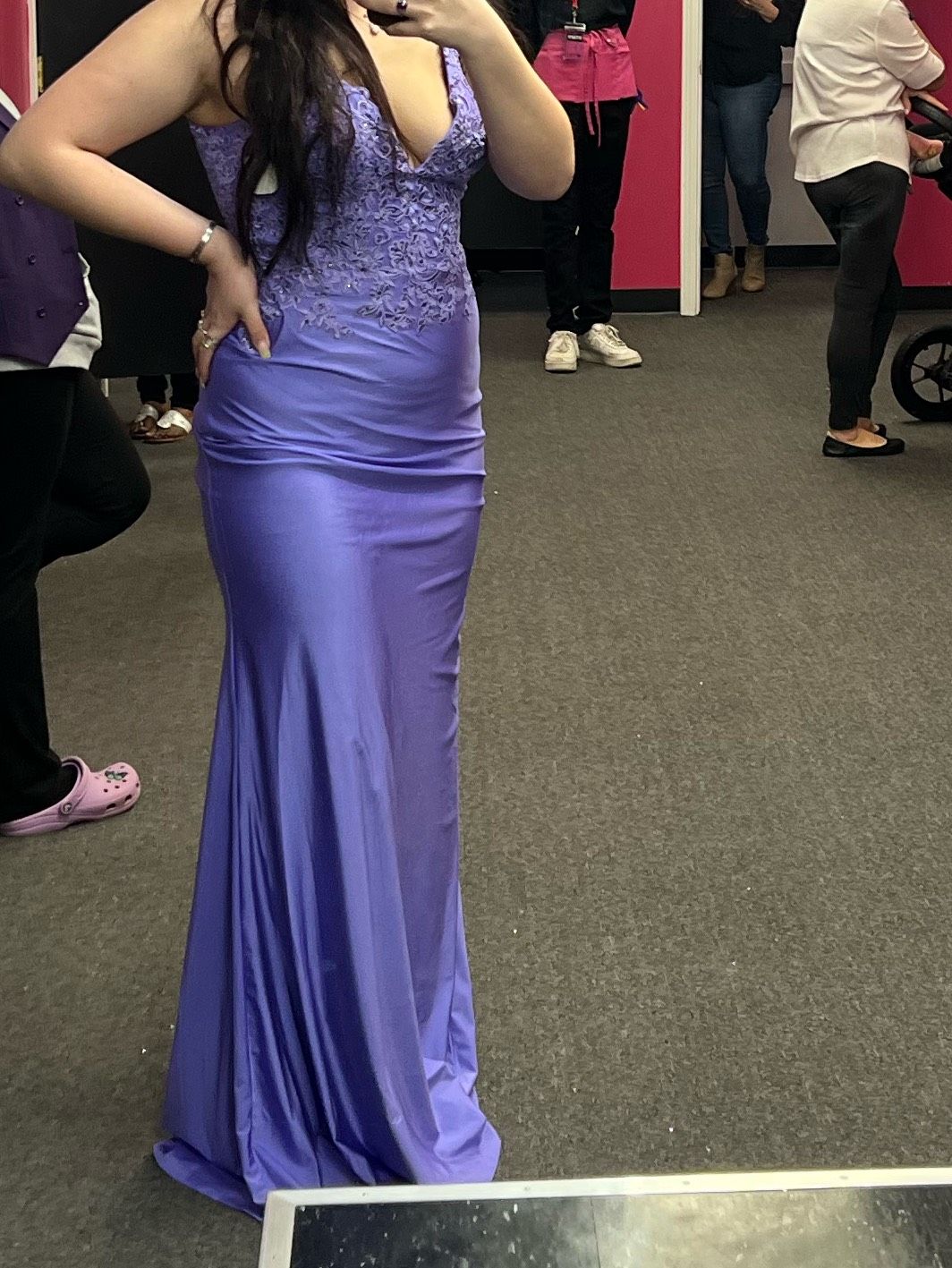 La Femme Size 14 Prom Purple Floor Length Maxi on Queenly