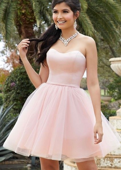 MoriLee Size 14 Prom Strapless Light Pink A-line Dress on Queenly