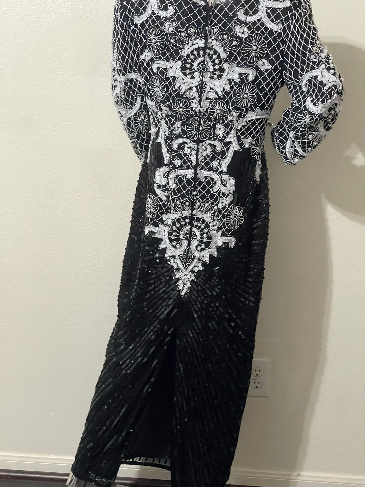 Size 12 Sequined Black Floor Length Maxi on Queenly