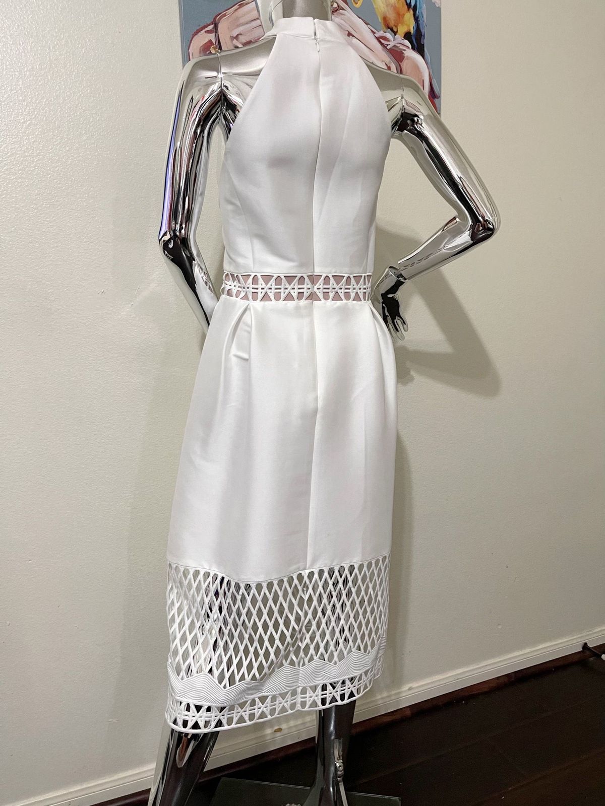 Size 12 Homecoming High Neck White A-line Dress on Queenly