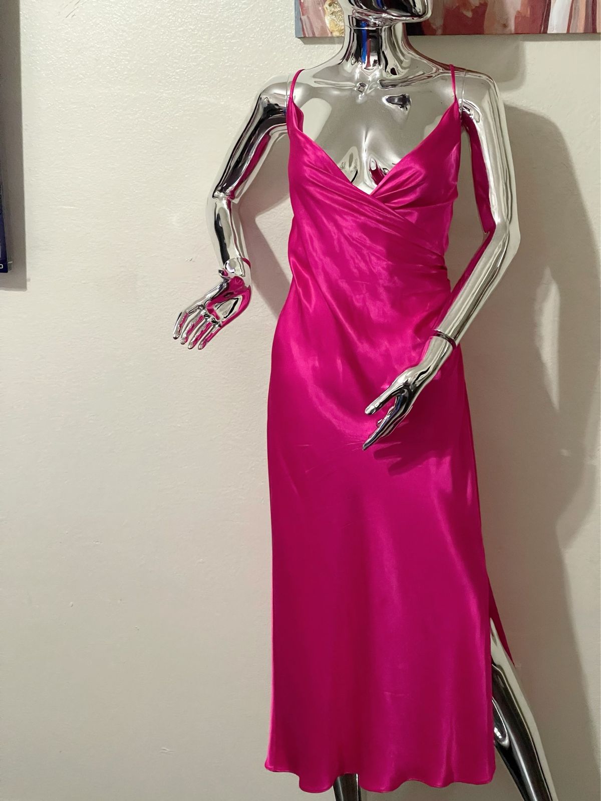 Size 12 Prom Satin Hot Pink Floor Length Maxi on Queenly