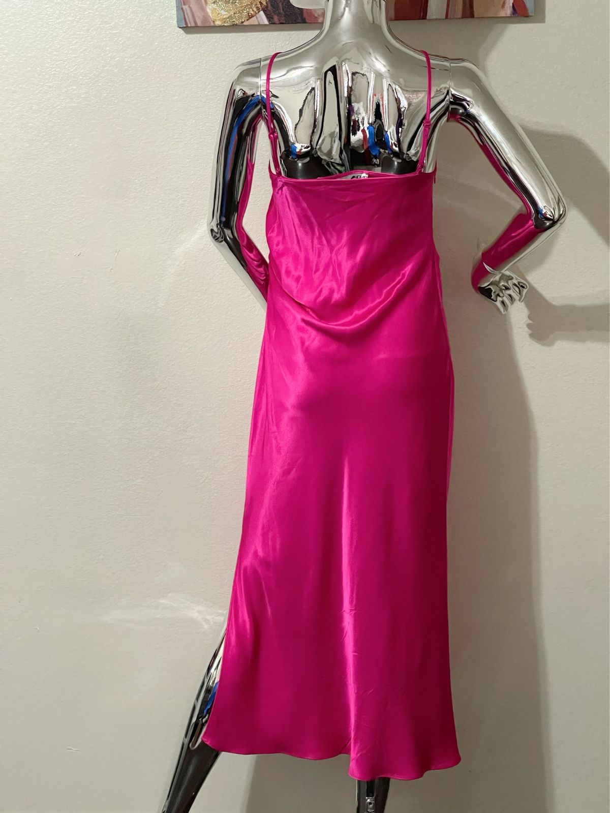 Size 12 Prom Satin Hot Pink Floor Length Maxi on Queenly