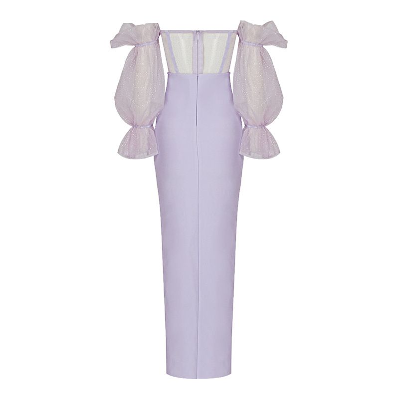 Size 6 Long Sleeve Purple Side Slit Dress on Queenly