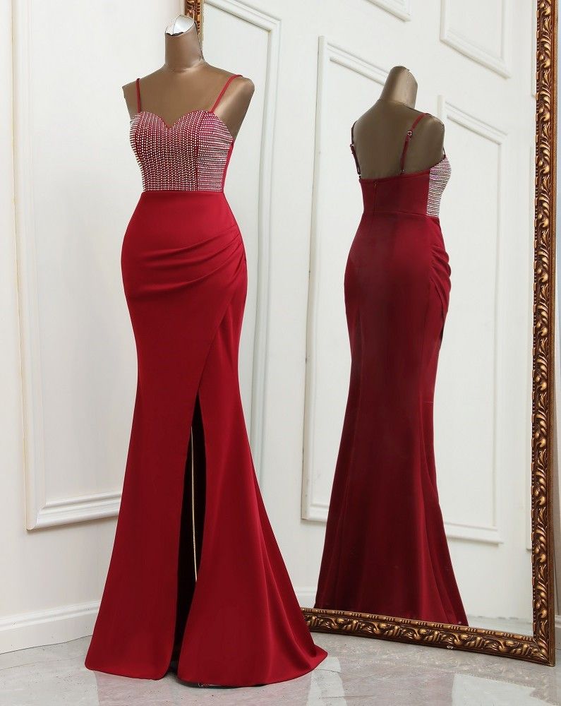 Size 6 Prom Red Side Slit Dress on Queenly