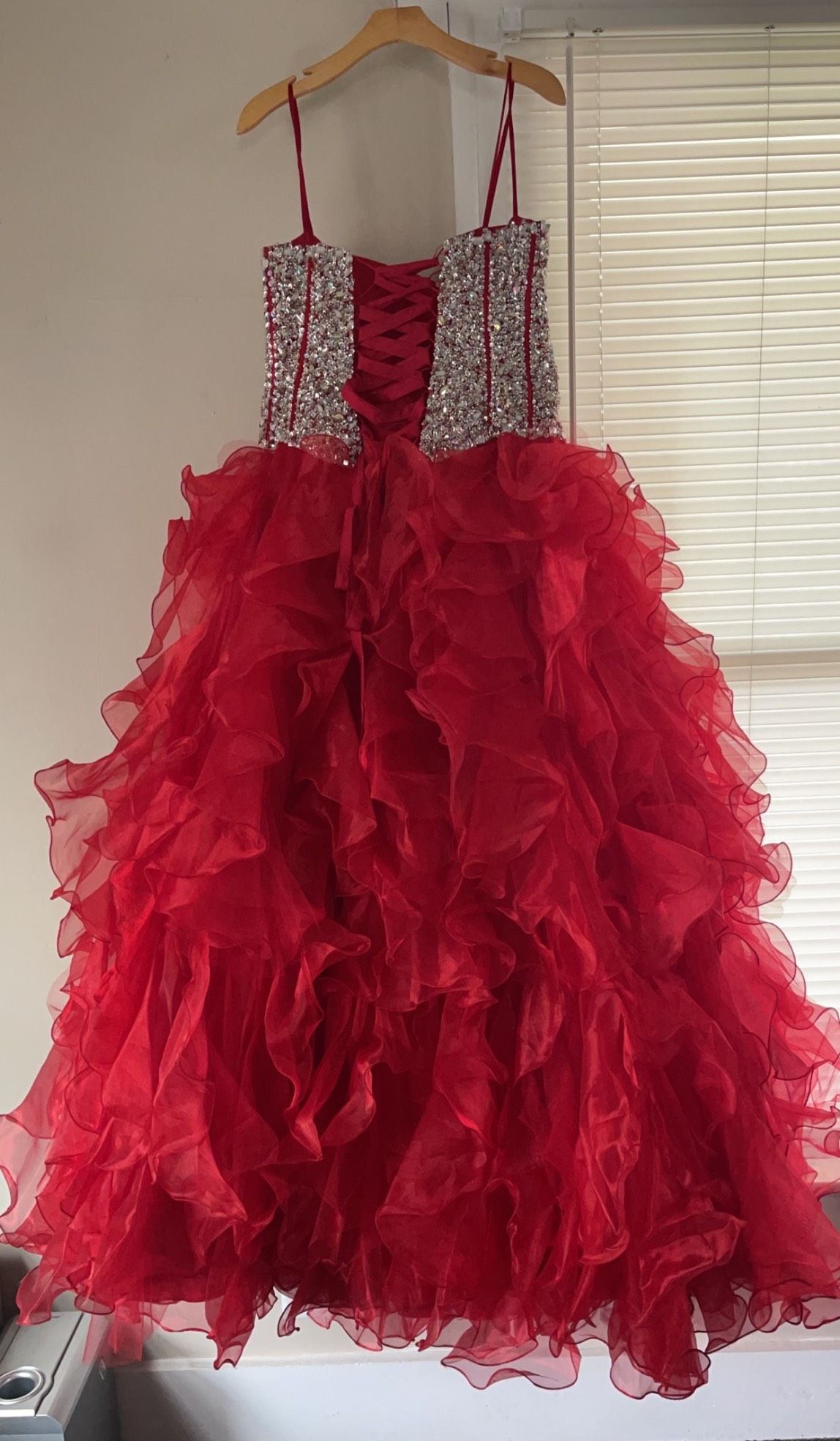 Eureka Plus Size 20 Sequined Red Ball Gown on Queenly