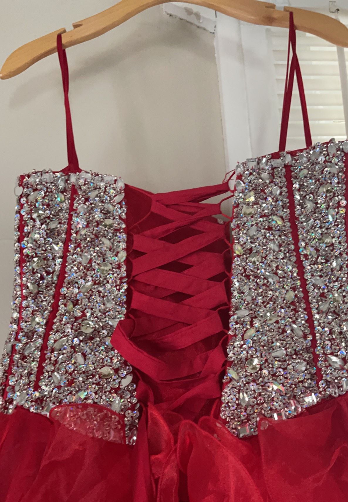 Eureka Plus Size 20 Sequined Red Ball Gown on Queenly