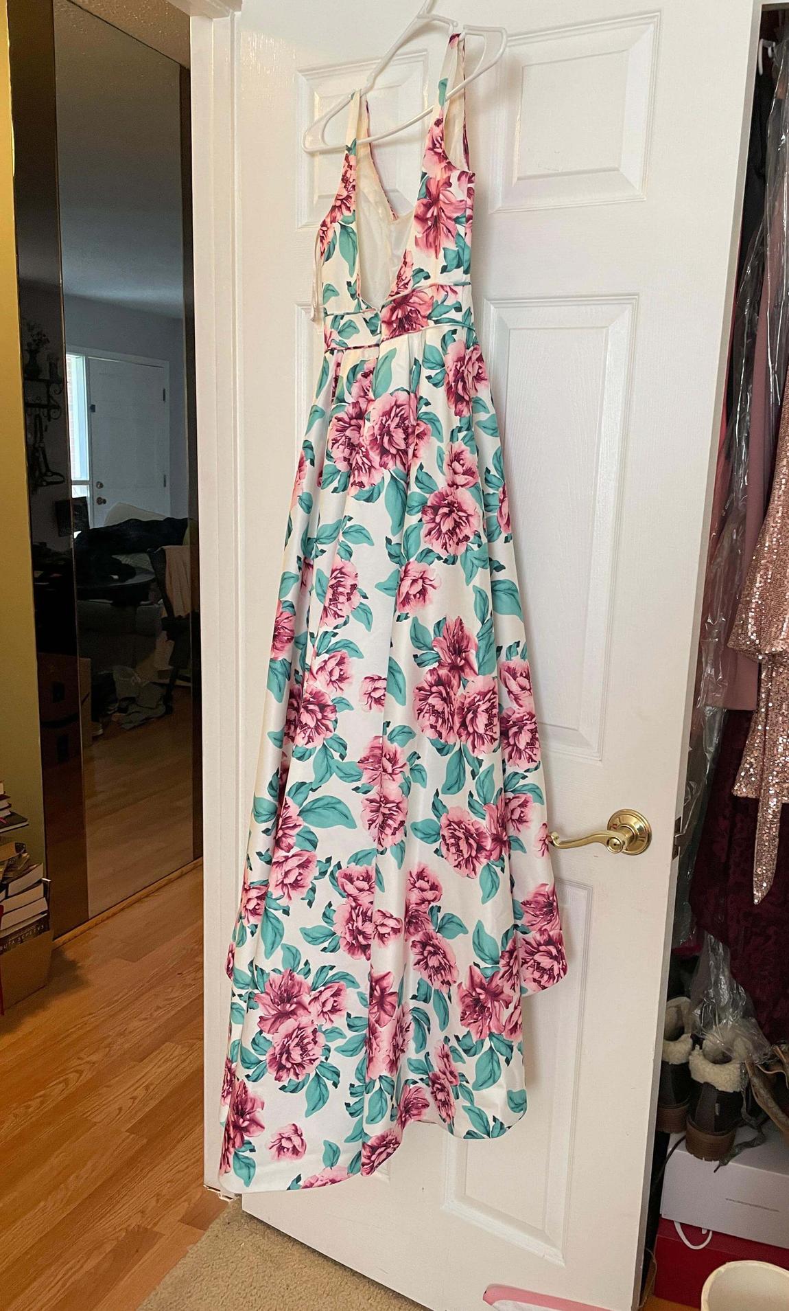 Rachel Allan floral dress size 0 High Low Size 0 Floral White Floor Length Maxi on Queenly