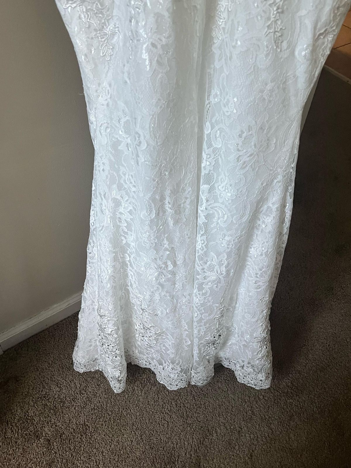 Size 8 Wedding Off The Shoulder Sequined White Mermaid Dress on Queenly