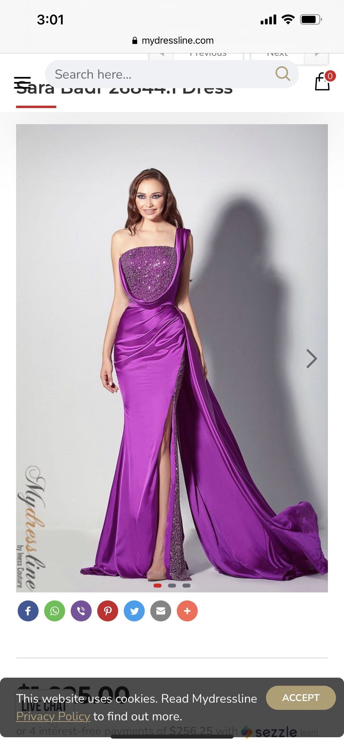 Size 4 One Shoulder Sequined Purple Side Slit Dress on Queenly